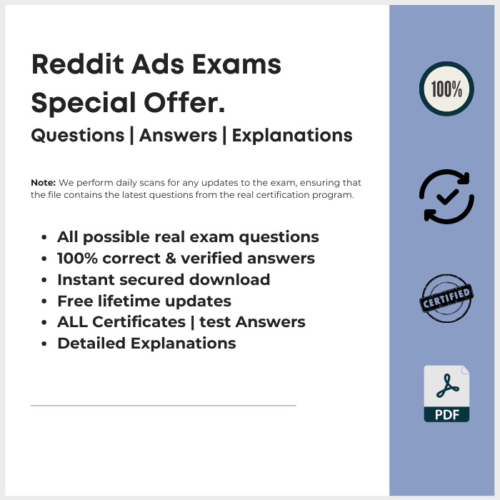 Reddit Ads Certification Answers Keys with Explanations
