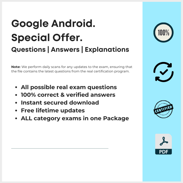 Google Android Certification - All Exam Questions with Answers – ExamRoll
