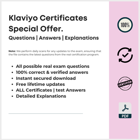 Klaviyo Certificates Answer Keys with Explanations