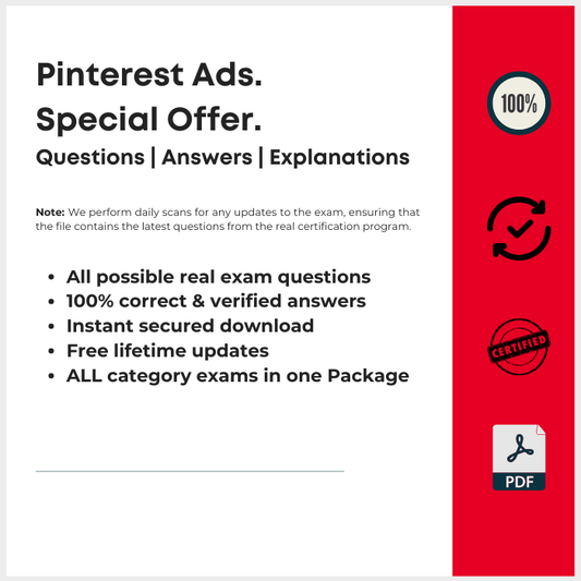 Pinterest Ads All-Certification Bundle: 100% Verified Questions & Answers